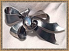 Walter Lampl Sterling Silver Retro Bow Pin Moonstone