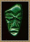 Mexico Massive Malachite Carved Mask Face Pendant