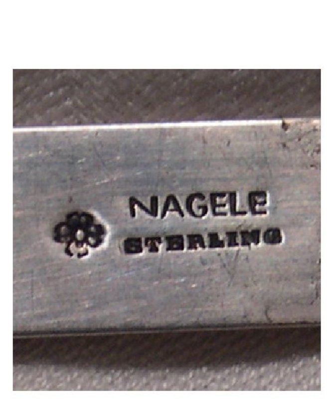Vintage Arts Crafts Signed Nagele Sterling Silver Clip