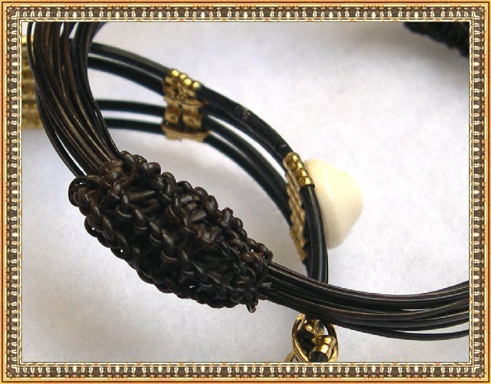 Vintage Adjustable Woven Elephant Hair Ivory Bracelet