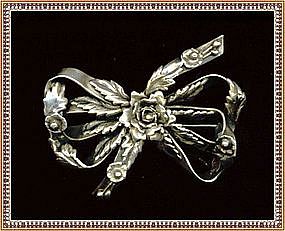 Vintage Hobe Signed Sterling Silver Bow Pin Brooch