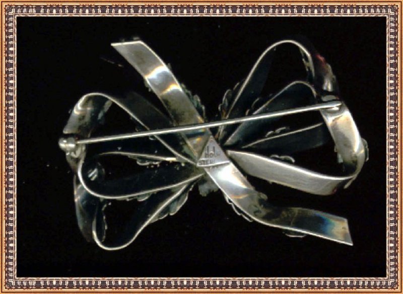 Vintage Hobe Signed Sterling Silver Bow Pin Brooch