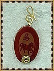 Carnelian Pendant Enhancer Etched Horse Chinese Zodiac