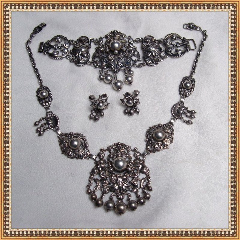 Vintage G. Cini Sterling Silver Necklace Bracelet Demi