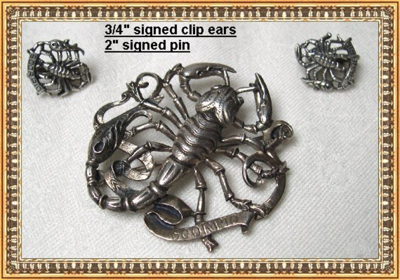 Vintage Cini Sterling Silver Scorpio Figural Pin
