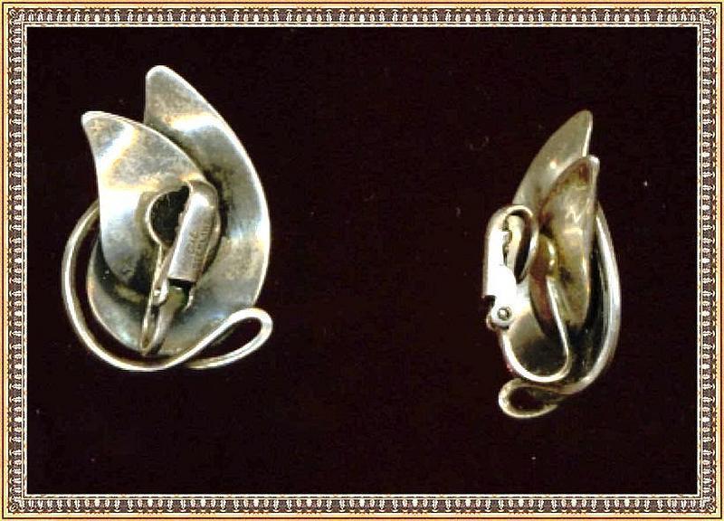 Vintage Modernist Otto R Bade Orb Sterling Silver Earrings