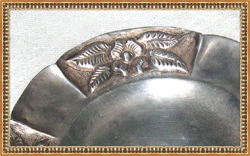 Vintage Maciel Mexico Sterling Silver Repousse Dish