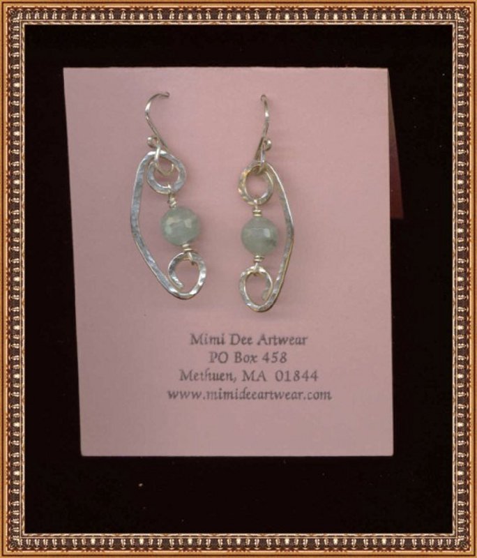 Artist Signed Sterling Silver Earrings Aquamarine