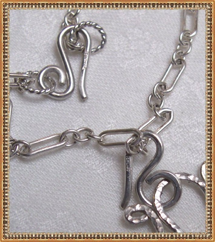 Signed Sterling Silver Sculpture Gems Heart Necklace