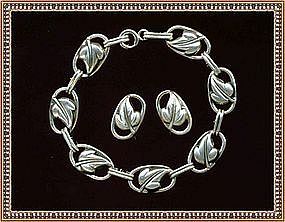 Vintage Sterling Silver Danecraft Bracelet Earring Set