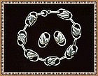 Vintage Sterling Silver Danecraft Bracelet Earring Set