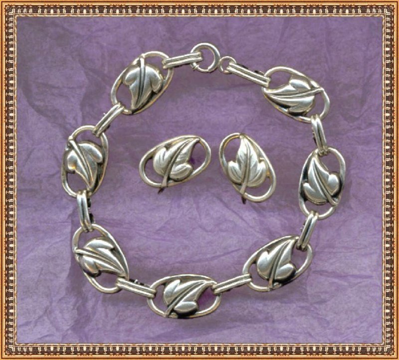 Vintage Sterling Silver Danecraft Bracelet Earring Set