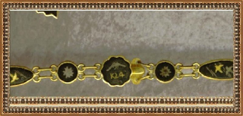 Vintage K24 Japanese Metalwork Damascene Fan Necklace