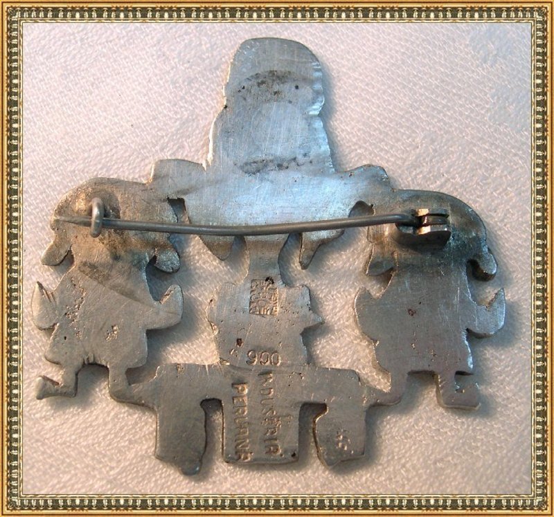 Vintage Industria Peruana 900 Silver Idol Figural Pin C
