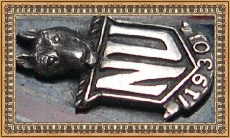 Vintage Sterling Deco Enamel Pendant  N U School Emblem