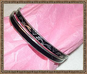 Vintage Art Deco Sterling Silver Bangle Bracelet Duo