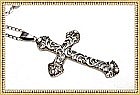 Vintage Sterling Silver Cross Ornate Open Work & Chain
