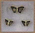 Vintage Amita Butterfly Earring Pin Damascene Metal