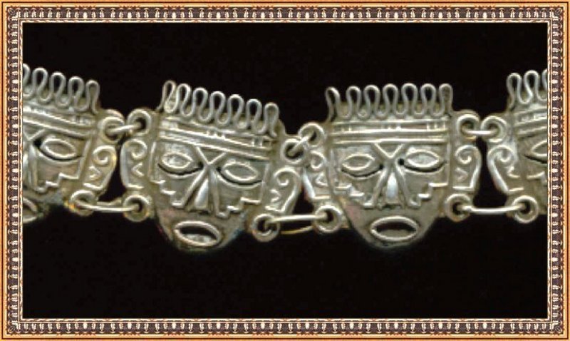 Vintage Mexico Sterling Aztec Mask Face Bracelet &quot;EME&quot;