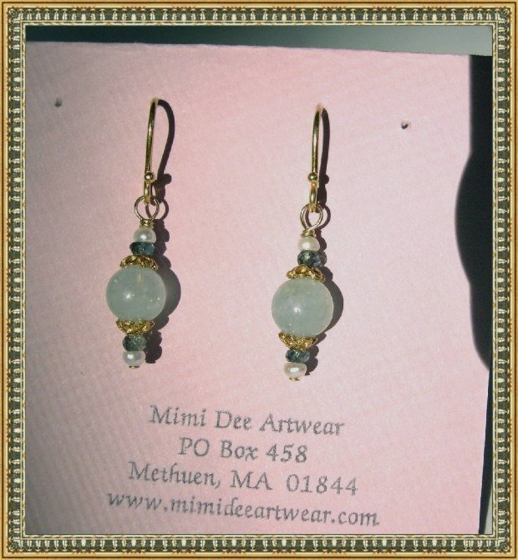 Vermeil Aquamarine Sapphire Earrings by MIMI DEE