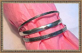 Vintage Sterling Silver Bangle Bracelet Lot Beau