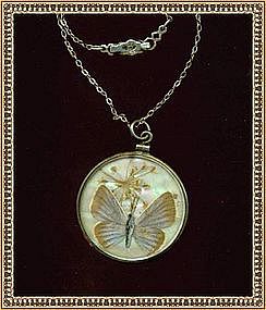 Vintage Butterfly Wing Pendant Necklace Sterling Silver