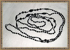 Vintage Victorian Black Glass Long Chain Necklace 6ft