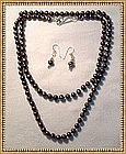 MIMI DEE Sterling Silver 36" Brown Pearl Necklace Set
