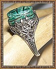 Vintage OB Ostby 14K White Gold Art Deco Ring Scarab