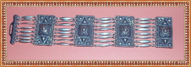 Vintage Mexican Sterling Silver Bracelet Puffy Link