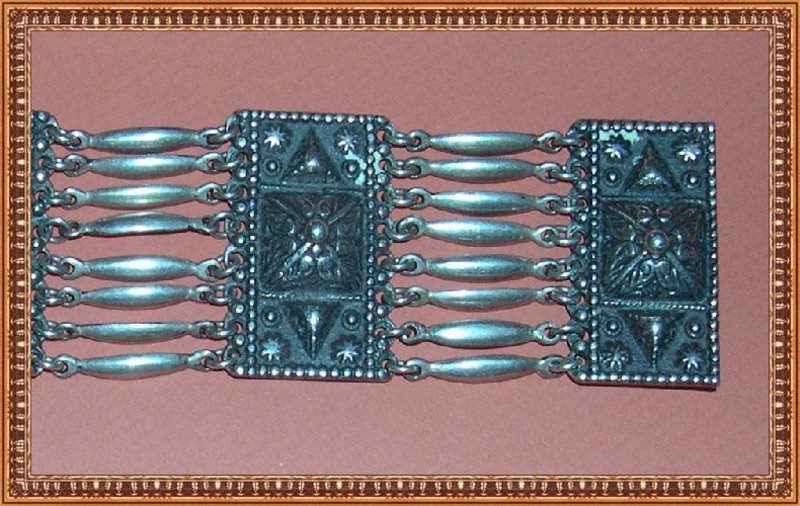 Vintage Mexican Sterling Silver Bracelet Puffy Link