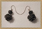 Vintage Antique Mid Victorian Carved Black Jet Earrings