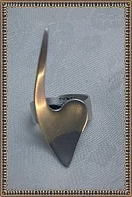 Vintage Modernist "ORB" Sterling Silver Heart Ring