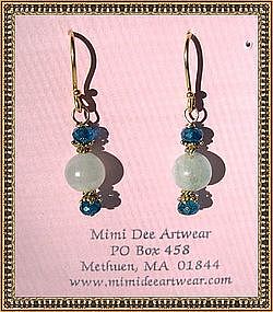 22K Vermeil Earrings Aquamarine Apatite by MIMI DEE