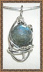 MIMI DEE Sterling Silver Pendant 20 mm Labradorite