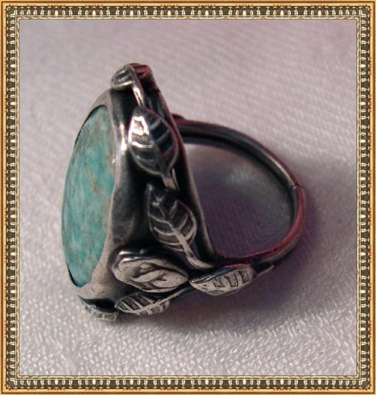 Vintage Art Deco Nouveau Arts Crafts Sterling Silver Leaf Ring