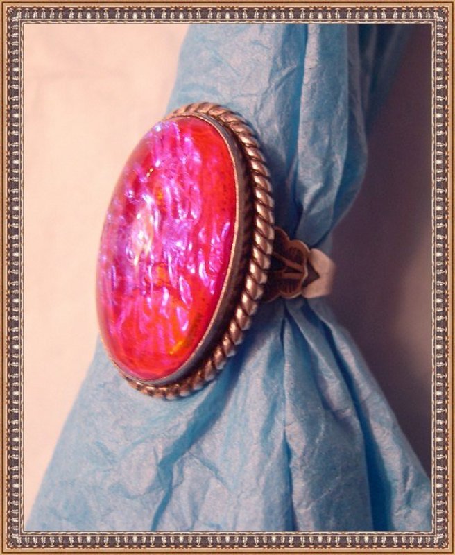 Vintage Harvey Era Jelly Opal Sterling Ring &quot;JP&quot; Art