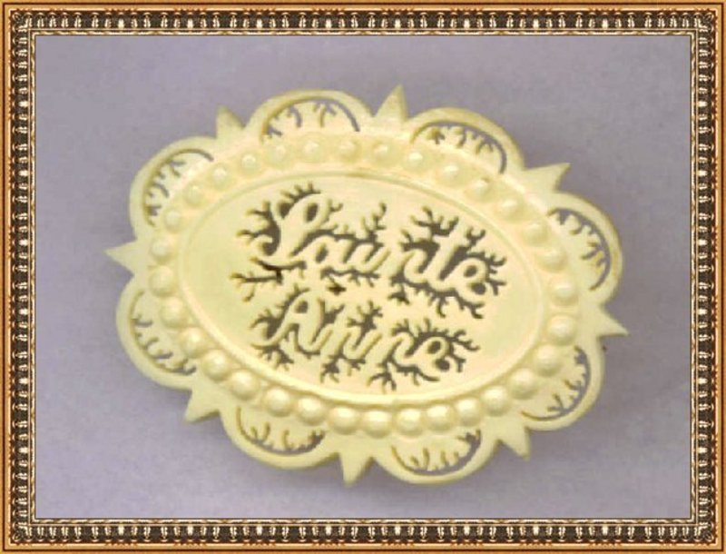 Victorian Carved Pierced Bone Pin  "Sainte Anne" "C"