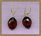 MIMI DEE 14K Gold Cherry Red Bead Earrings