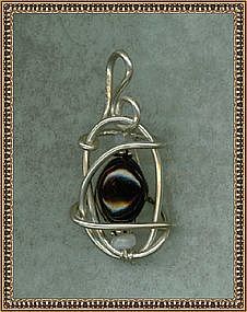 MIMI DEE Pendant Red Garnet Moonstone Sterling Silver