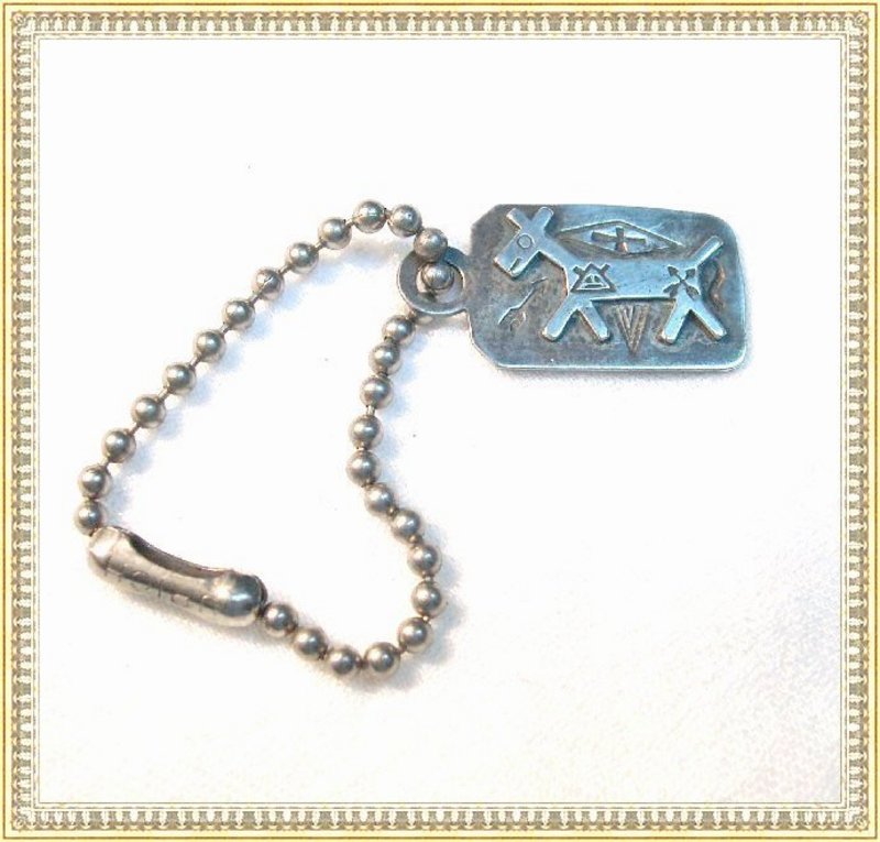 Vintage Silver Fred Harvey Style Key Chain Dog Figural