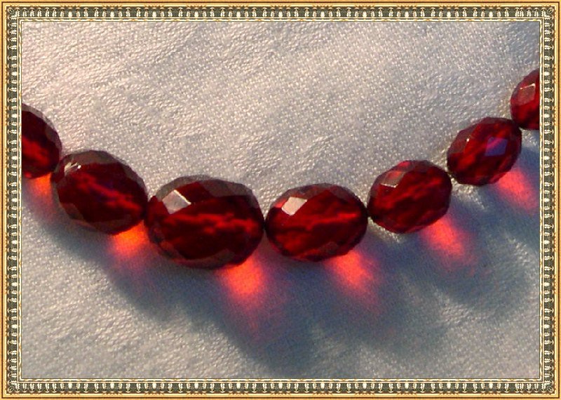 Early Vintage Red Cherry Amber Choker Necklace Faceted