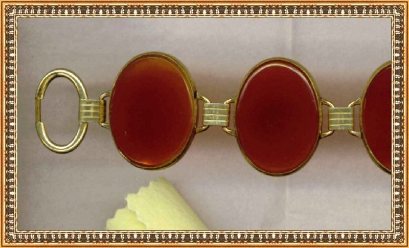 Vintage 10K G F Retro Art Deco Bracelet Oval Carnelian