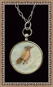 Vintage Antique F & B Sterling Silver Necklace Bird