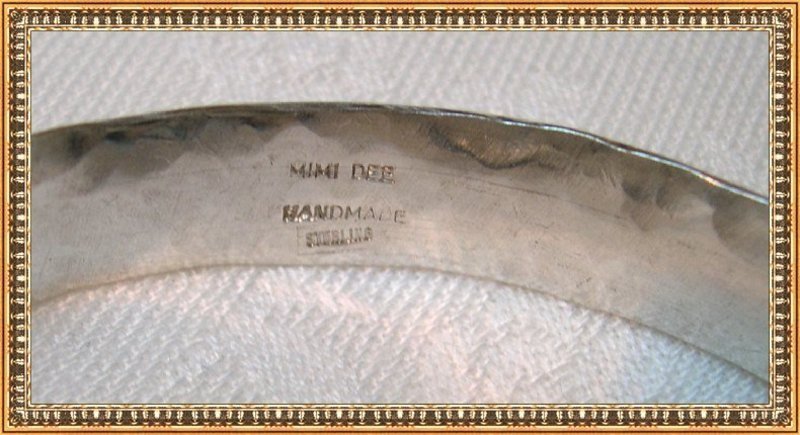 Signed Mimi Dee Sterling Silver Cuff Bracelet Hammered