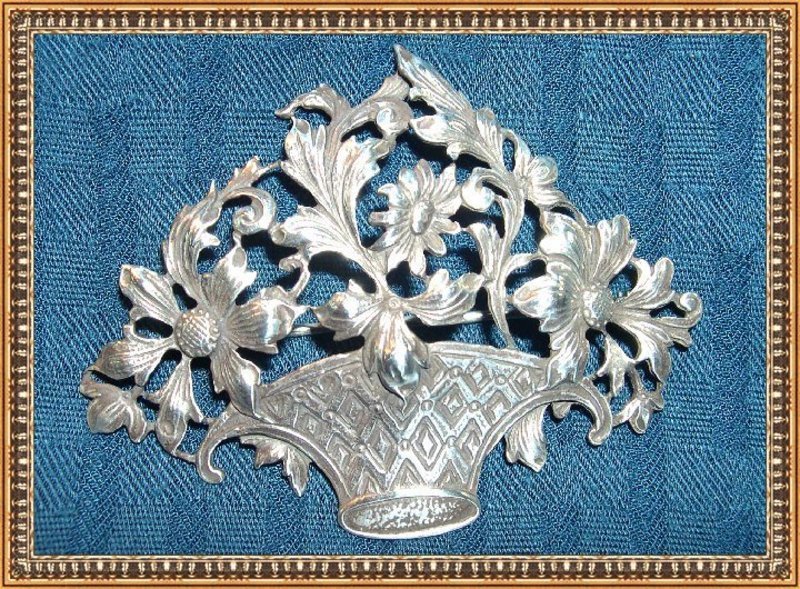 Vintage Guglielmo Cini Sterling Silver Floral Brooch