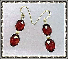 14K Gold Red Cherry Double Bead Earrings MIMI DEE