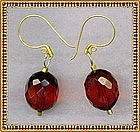 18K GOLD Faceted Cherry Red Earrings