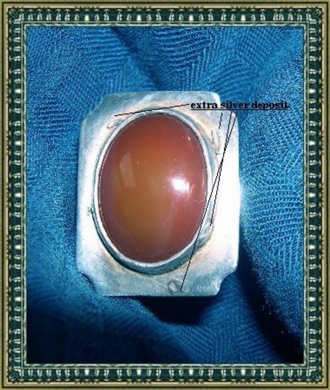 Vintage Unmarked Sterling Silver Ring Carnelian Cab Modernist