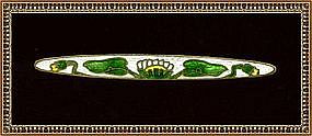 Vintage Antique Art Nouveau Enamel Pin Brooch Green Wht